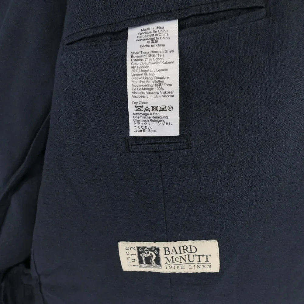 J Crew Ludlow Blazer Mens 46R Navy Blue Cotton Linen Unstructured Baird McNutt